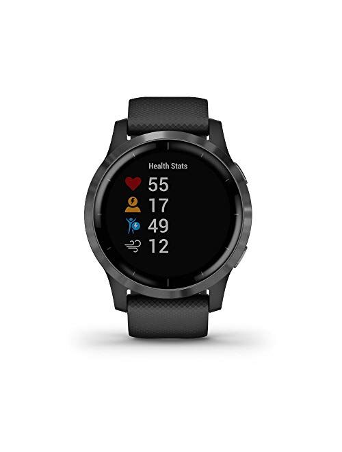 Garmin 010-02174-11 Vivoactive 4 Smartwatch Black/Stainless Bundle with 1 YR CPS Enhanced Protection Pack