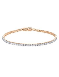 Collection 3.00 Carat (ctw) 10K Round White Diamond Ladies Tennis Bracelet, Gold