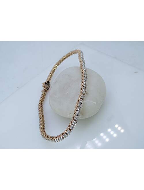 Dazzlingrock Collection 3.00 Carat (ctw) 10K Round White Diamond Ladies Tennis Bracelet, Gold