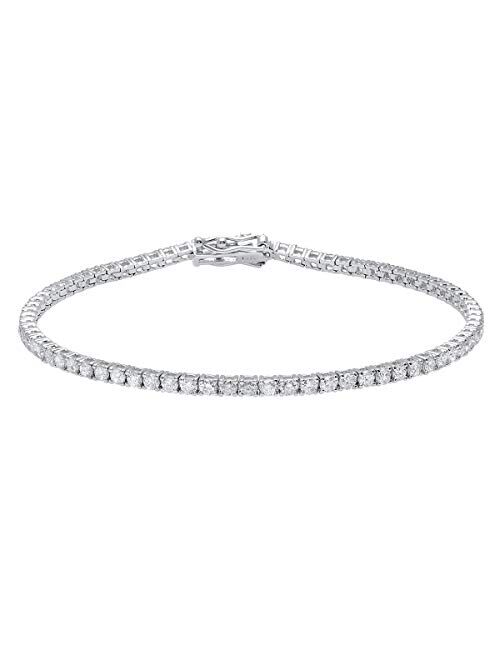 Dazzlingrock Collection 3.00 Carat (ctw) 10K Round White Diamond Ladies Tennis Bracelet, Gold