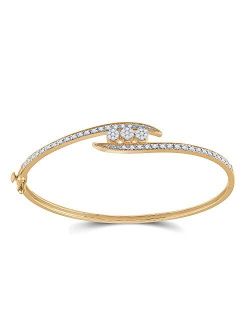 Collection 14kt Yellow Gold Womens Round Diamond Cluster Bangle Bracelet 1/2 Cttw