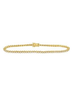 Collection 10kt Yellow Gold Womens Round Diamond Studded Tennis Bracelet 1-1/5 Cttw