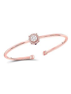 Collection 14kt Rose Gold Womens Round Diamond Cluster Bangle Bracelet 1/2 Cttw
