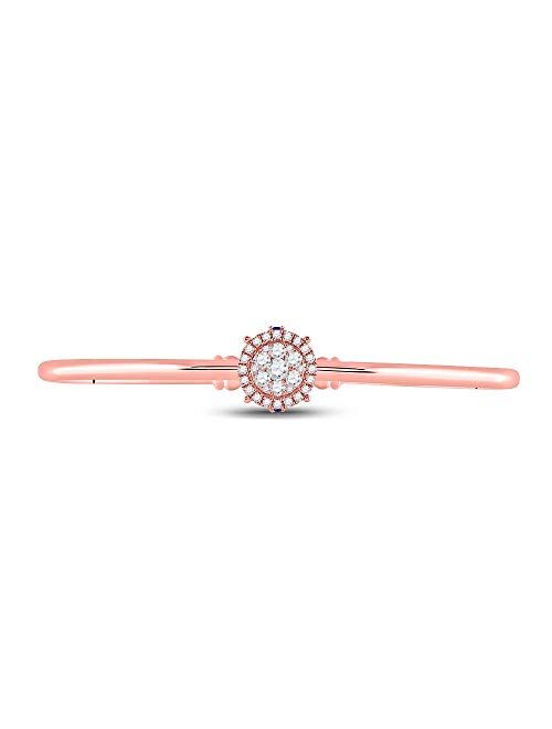 Dazzlingrock Collection 14kt Rose Gold Womens Round Diamond Cluster Bangle Bracelet 1/2 Cttw