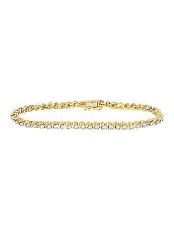 Collection 10kt Two-tone Gold Womens Round Diamond Tennis Bracelet 2 Cttw