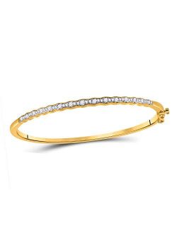 Collection 10kt Yellow Gold Womens Round Diamond Bangle Bracelet 1/2 Cttw