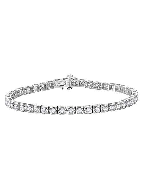 Dazzlingrock Collection 14kt White Gold Womens Round Diamond Studded Tennis Bracelet 3 Cttw