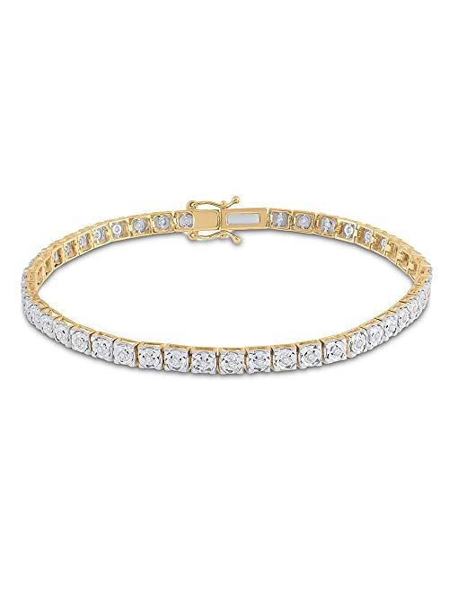 Dazzlingrock Collection 14kt Yellow Gold Womens Round Diamond Tennis Bracelet 1/3 Cttw