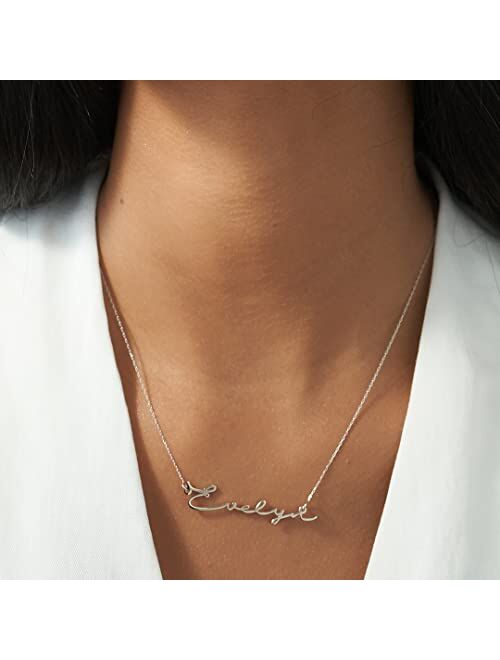MyNameNecklace - Personalized Signature Handwritten Style Name Necklace - Custom Precious Metals/Silver 925 & Gold Nameplate Jewelry - Any Name Gift for Woman/Mother's Da