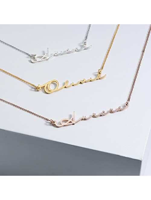MyNameNecklace - Personalized Signature Handwritten Style Name Necklace - Custom Precious Metals/Silver 925 & Gold Nameplate Jewelry - Any Name Gift for Woman/Mother's Da