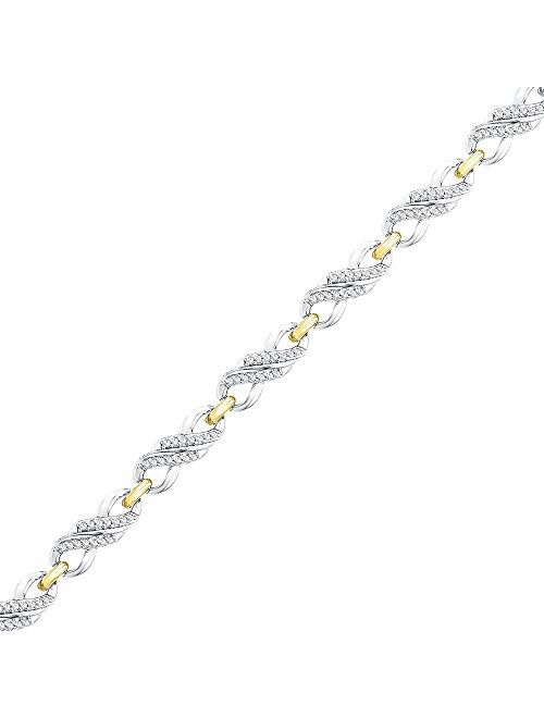 Dazzlingrock Collection 10kt Two-tone Gold Womens Round Diamond Infinity Bracelet 1/2 Cttw