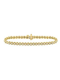 Collection 14kt Yellow Gold Womens Round Diamond Tennis Bracelet 2 Cttw