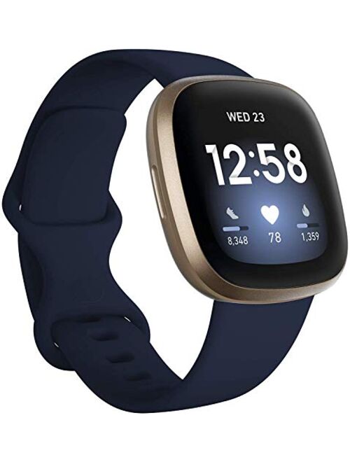 Fitbit Versa 3 Health & Fitness Smartwatch W/ Bluetooth Calls/Texts, Fast Charging, GPS, Heart Rate SpO2, 6+ Days Battery (S & L Bands, 90 Day Premium Included) Internati