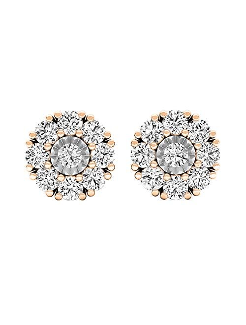 Dazzlingrock Collection Round Lab Grown White Diamond Ladies Stud Earrings, 10K Gold
