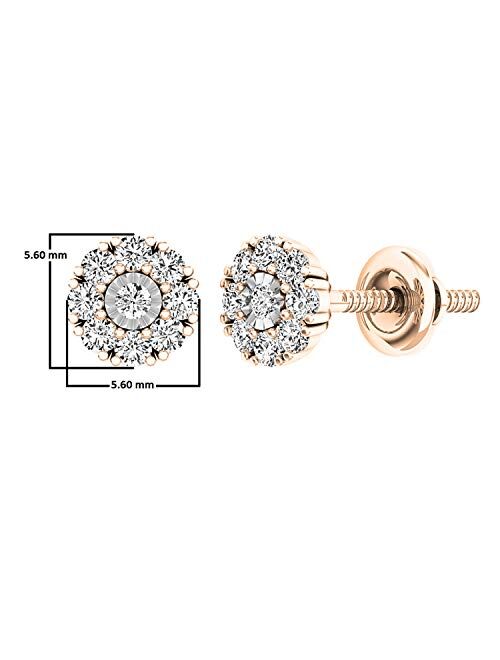 Dazzlingrock Collection Round Lab Grown White Diamond Ladies Stud Earrings, 10K Gold