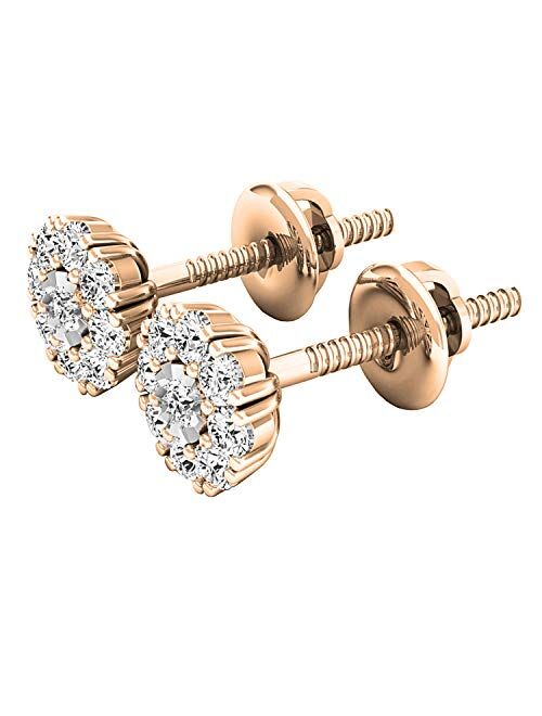 Dazzlingrock Collection Round Lab Grown White Diamond Ladies Stud Earrings, 10K Gold