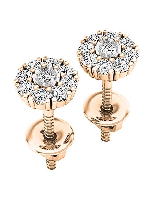 Dazzlingrock Collection Round Lab Grown White Diamond Ladies Stud Earrings, 10K Gold