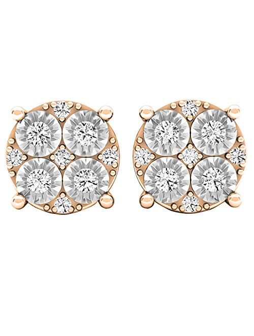 Dazzlingrock Collection 0.15 Carat (ctw) Round Lab Grown White Diamond Ladies Cluster Style Stud Earrings