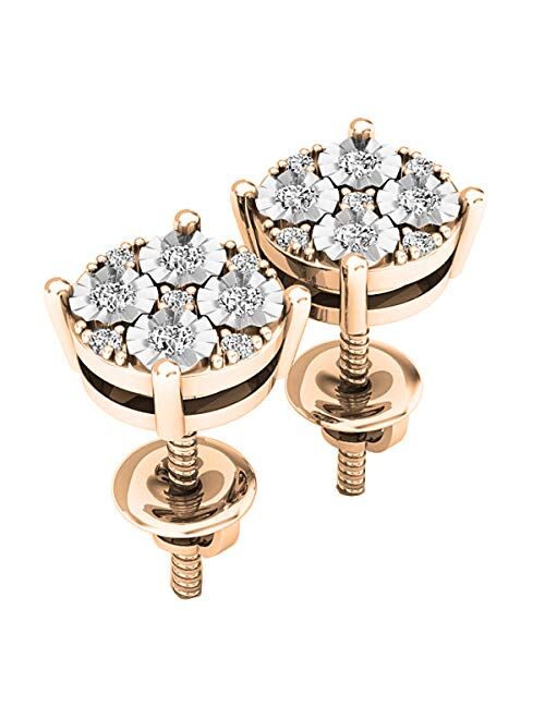 Dazzlingrock Collection 0.15 Carat (ctw) Round Lab Grown White Diamond Ladies Cluster Style Stud Earrings