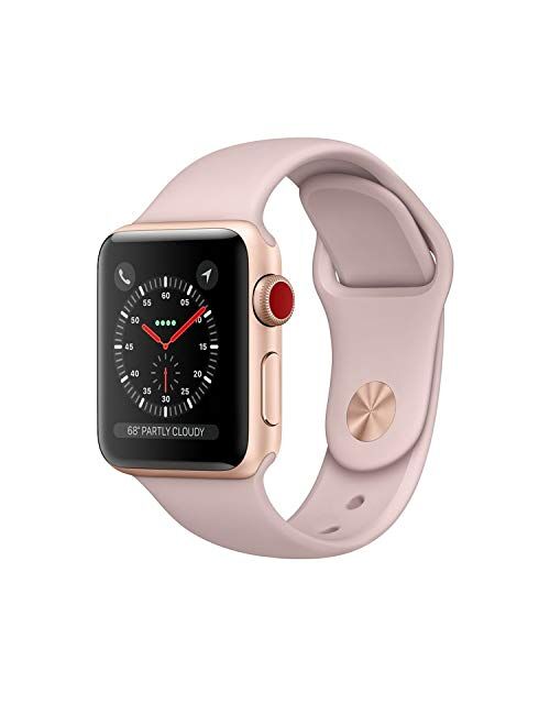 (Refurbished) Apple Watch Series 3 (GPS + Cellular, 38MM) - Gold Aluminum Case with Pink Sand Sport Band