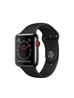 Watch Series 3 (GPS + Cellular, 42MM) - Space Black Stainless Steel Case with Black Sport Band (Renewed)