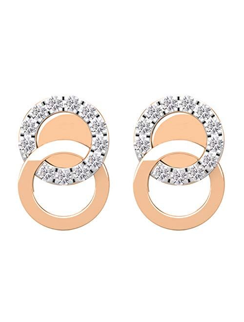 Dazzlingrock Collection 0.12 Carat (ctw) Round Lab Grown Diamond Ladies Interlocking Circle Stud Earrings, Available in 10K/14K/18K Gold & 925 Sterling Silver
