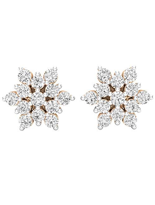 Dazzlingrock Collection 0.80 Carat (ctw) Round Lab Grown Diamond Ladies Flower Cluster Stud Earrings 3/4 CT, Available in 10K/14K/18K Gold