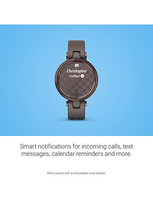 Garmin Lily™, Small GPS Smartwatch with Touchscreen and Patterned Lens, Rose Gold and Light Tan