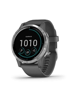 Amazon Renewed Garmin vvoactive 4, GPS Smartwatch, Features Music, Body Energy Monitoring, Animated Workouts, Pulse Ox Sensors and More, Silver with Gray Band (Renewed)