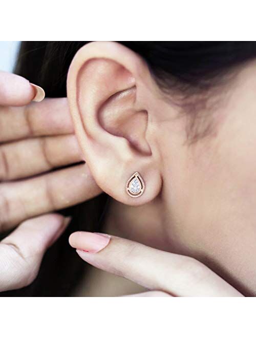 Dazzlingrock Collection 0.10 Carat (ctw) Round Lab Grown White Diamond Ladies Pear Shape Teardrop Stud Earrings 1/10 CT, Available in Metal 10K/14K/18K Gold & 925 Sterlin