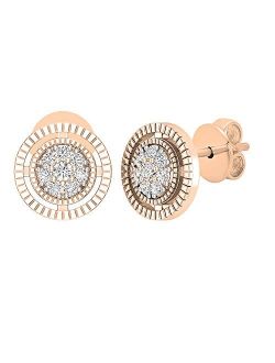 Collection 0.10 Carat (ctw) Round Lab Grown White Diamond Ladies Cluster Circle Stud Earrings 1/10 CT, Available in Metal 10K/14K/18K Gold & 925 Sterling Sil