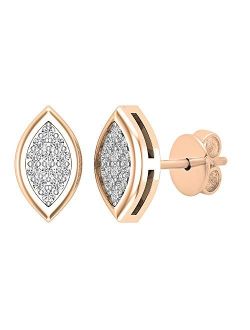 Collection 0.10 Carat (ctw) Round Lab Grown White Diamond Ladies Marquise Shape Stud Earrings 1/10 CT, Available in Metal 10K/14K/18K Gold & 925 Sterling Sil