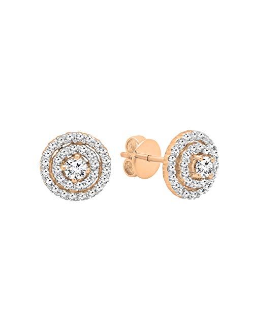 Dazzlingrock Collection 0.25 Carat (ctw) Round Lab Grown White Diamond Solitaire Circlet Stud Earrings for Her 1/4 CT| Available in Metal 10K/14K/18K Gold
