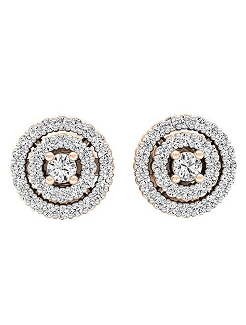 Dazzlingrock Collection 0.25 Carat (ctw) Round Lab Grown White Diamond Solitaire Circlet Stud Earrings for Her 1/4 CT| Available in Metal 10K/14K/18K Gold
