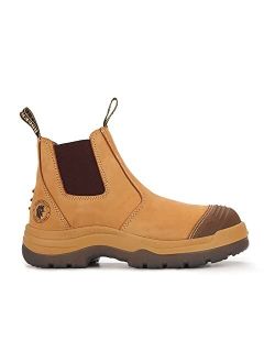 Work Boots For Men, 6 Inch Steel Toe/Soft Toe, Slip On Water Resistant Boots, Comfortable Leather Chelsea Boots