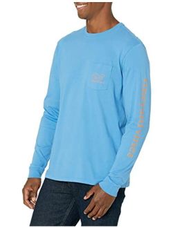 Men's Long-Sleeve Vintage Basketball Whale Pocket T-Shirt