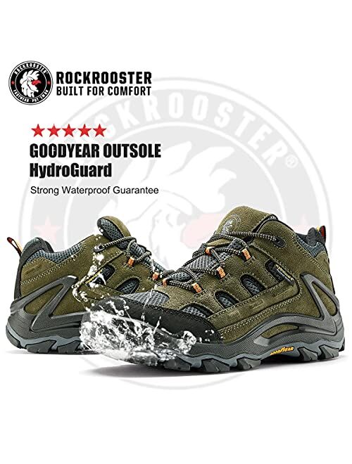 ROCKROOSTER Newland Hiking Boot for Men, Comfortable Shock Absorption Boots, Waterproof Non-Slip Outdoor Mountaineering Boots, Ankle Support, Anti-Fatigue