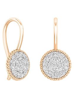 Collection 0.65 Carat (ctw) 10K Gold Round Lab Grown White Diamond Ladies Cluster Dangling Drop Earrings