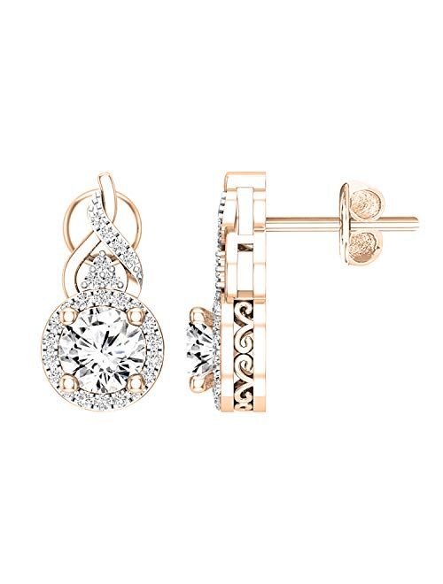 Dazzlingrock Collection 1.00 Carat (ctw) Round Lab Grown White Diamond Ladies Infinity Dangling Earrings 1 CT, Available in Metal 10K/14K/18K Gold & 925 Sterling Silver
