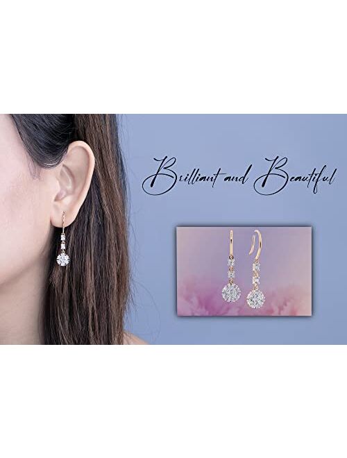 Dazzlingrock Collection 0.21 Carat (ctw) Round Lab Grown White Diamond Ladies Dangling Floral Earrings 1/4 CT | Available in 10K/14K/18K Gold & 925 Sterling Silver