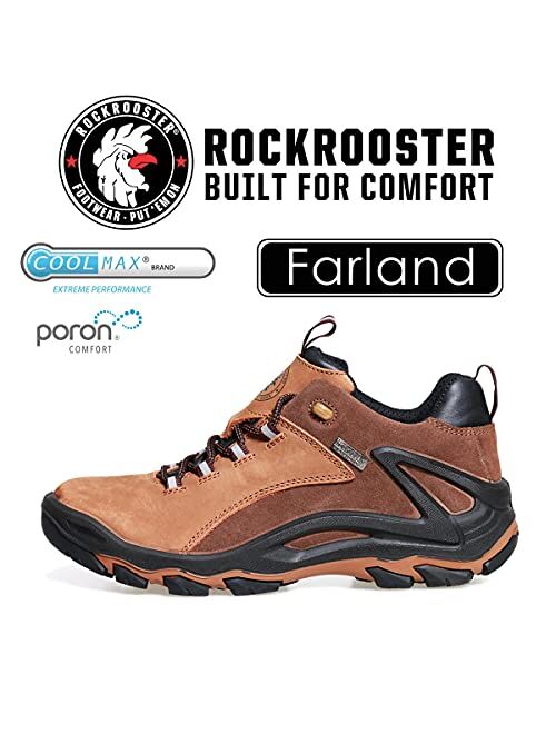 ROCKROOSTER Hiking Shoes for Men, 4 Inch Waterproof Trekking Shoes, Non Slip, Soft Toe, Breathable, Lightweight, Anti-Fatigue, Farland KS252 KS253