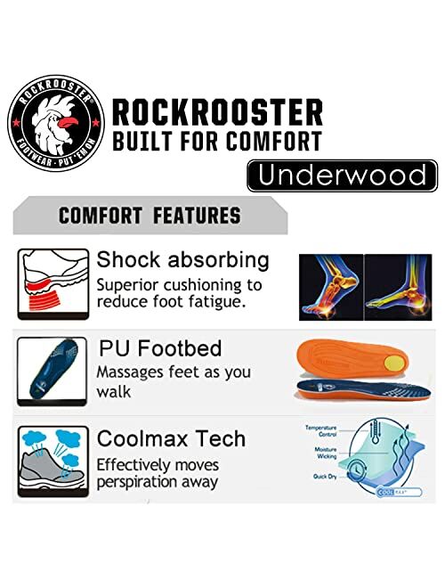 ROCKROOSTER Underwood Electrical Hazard Work Boots for Men, 6 inch 100% Nubuck Leather, Comfort and Slip-Resistant Construction Boots