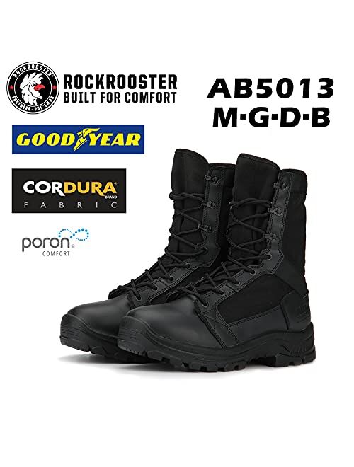 ROCKROOSTER M.G.D.B Military and Tactical Boots for men, 8 inch XX-wide Soft Toe, Comfort Anti-Fatigue Tech Combat Boots, Breathable, Quick Dry Outdoor Boots(AB5010, AB50