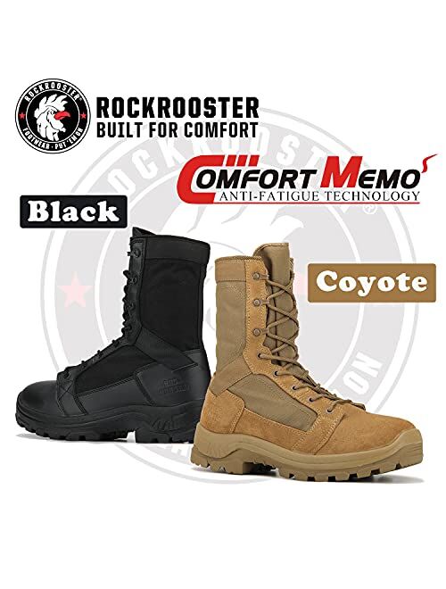 ROCKROOSTER M.G.D.B Military and Tactical Boots for men, 8 inch XX-wide Soft Toe, Comfort Anti-Fatigue Tech Combat Boots, Breathable, Quick Dry Outdoor Boots(AB5010, AB50