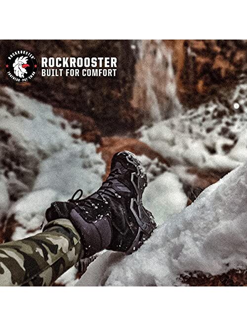 ROCKROOSTER Walland Waterproof Military Tactical Boots for Men, 8" Soft Toe Combat Boots, Comfort Durable Sand Suede Leather Desert Boots, Hot Duty Boots, Army Boots, Qui