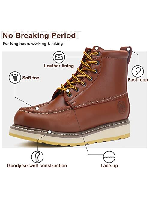 HANDPOINT Men's SureTrack 6" Leather Soft Toe Brown Work Boot 84994