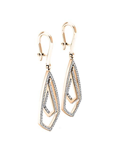 Dazzlingrock Collection 0.30 Carat (ctw) 10K Gold Round Lab Grown Diamond Ladies Kite Shape Dangling Earrings 1/3 CT