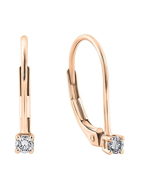 Dazzlingrock Collection 0.10 Carat (ctw) Round Lab Grown White Diamond Ladies Dangling Drop Earrings 1/10 CT, Available in 10K/14K/18K Gold