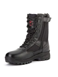 VEGA Zipper Military and Tactical Boots for men, 8 inch Soft Toe, Anti-Fatigue Tech, Lightweight Breathable Boots (AB5317, AB5318)