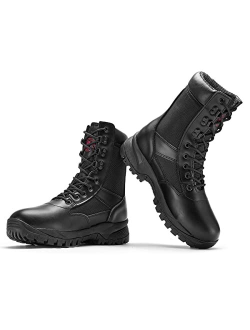 ROCKROOSTER VEGA - Men's military and Tactical Boots for men, 8 Inches Lightweight Combat Outdoor Rubber Outsole Boots